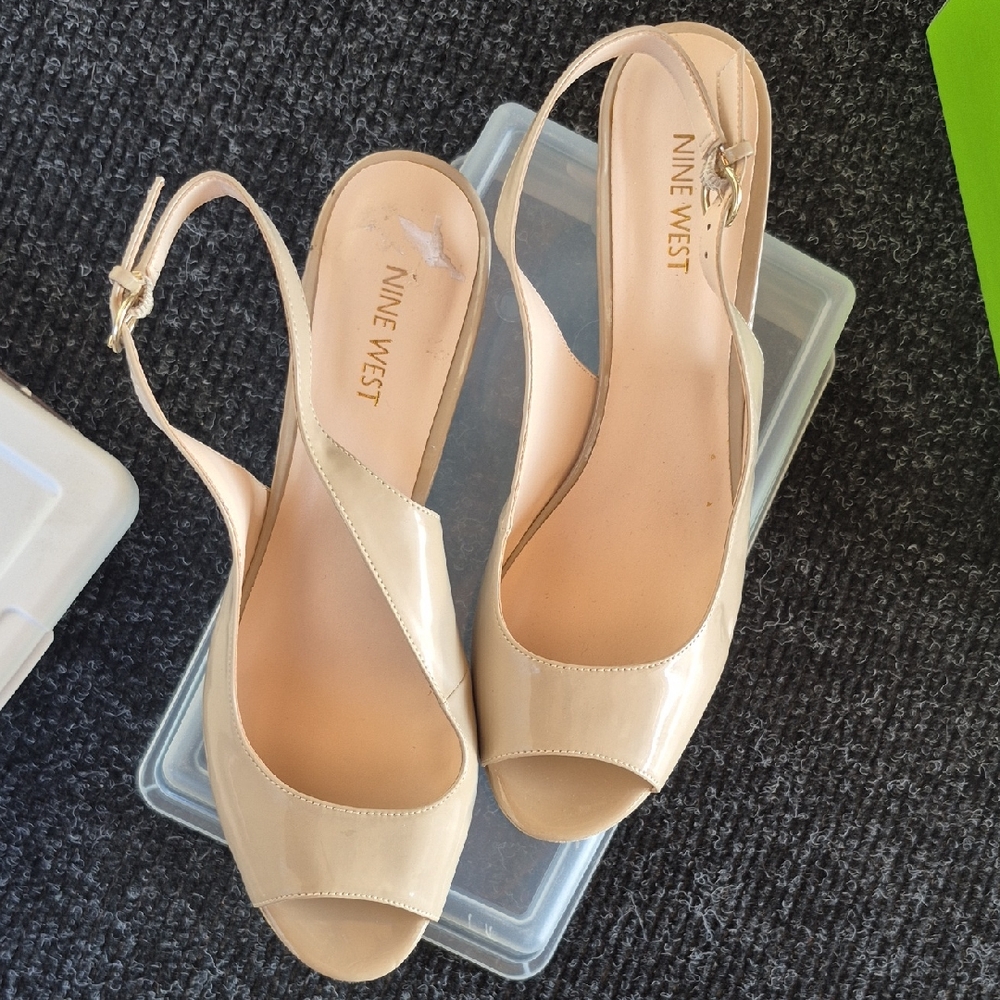 Nine West Beige Slingback Heels
